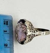 14KT White Gold Art Deco Filigree Design Amethyst Ring