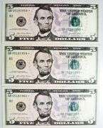 (3) Superb Crisp $5 2021 Star Replacement Notes New York-Consecutive!
