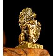 Vintage-Style Brass Guardian Lion with Shield