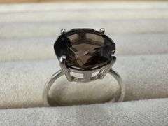 Sterling Silver Smoky Quartz Gemstone Ring Size 7