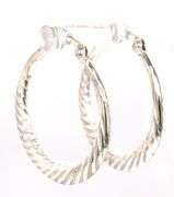 14kt White gold Sculpted hoop earrings