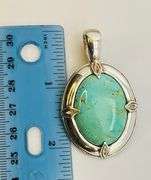 925 Sterling Silver Vintage Southwestern Style Turquoise Oval Shape Pendant