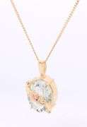 10kt Yellow Gold Oval Prasolite Pendant on Chain