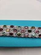 Extremely fine quality and collectible Heavy Silver Bracelet with Polychromatic Tourmalines and Diam