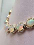 Unbelievable very fine Opal and diamond Necklace in Silver – GGA Certified