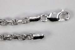 Sterling Silver Diamond-Cut Rope Chain 3.7mm Solid 925 Italy New Bracelet 8"