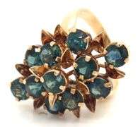 10kt Yellow gold blue sapphire cluster ring