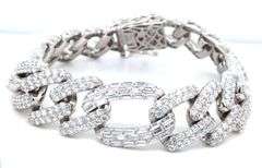 925 Sterling silver heavy link cubic zirconia bracelet