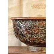 Chinese Copper Dragon and Phoenix Feng Shui Bowl