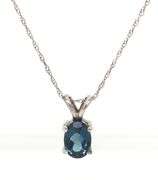 925 Sterling silver oval blue topaz pendant on chain