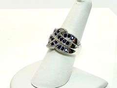 14 Kt. White Gold Plate 7 Cwt. Simulated Midnight Blue Sapphire Ring