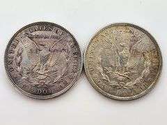 (2) 1921 Morgan Silver Dollars, Light Toning