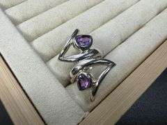 Sterling Silver Natural Gemstone Amethyst Ring Size 8