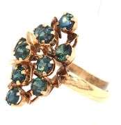 10kt Yellow gold blue sapphire cluster ring