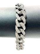 Sparkling 14 Kt White Gold Plate 36.4 Gram Monogramed Initial "K" Curb Link Bracelet