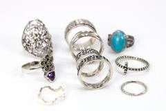 Sterling Silver Curated Ring Assortment Various Sizes & Styles (10 Ring Lot)
