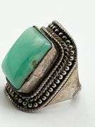 925 Sterling Silver Cabochon Cut Chrysoprase Ring
