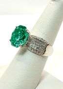 Stunning 14 kt White Gold Plate 5 Ct Rose Cut Simulated Paraiba Tourmaline Ring