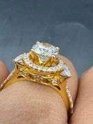 14K Yellow Gold Round Brilliant Cut Diamond Ring of 1.91ct