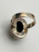 925 Sterling Silver Green Turquoise With Intricate Scrollwork Setting Details Ring