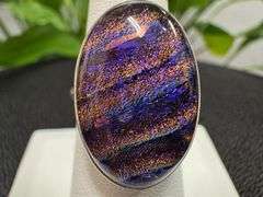Sterling Silver 925 One of a Kind Dichroic Glass Ring Size 7.25