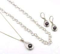 Lot of 925 sterling silver 2 necklaces and dangle earrings