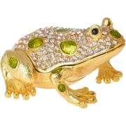 Jeweled Frog Trinket Box with Hinged Lid