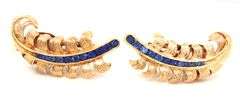 Vintage Tiffany & Co sapphire feather clip on earrings