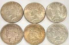Six 1922 1923 1924 1926 S Peace Dollars