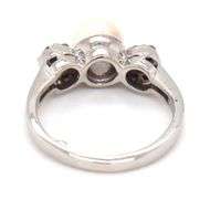 14kt White gold 6.5mm pearl and diamond cluster ring