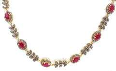Enamoring 8.00CTW Oval Faceted Rubies & 3.50CTW Diamonds in 14K Yellow Gold Over Sterling Silver