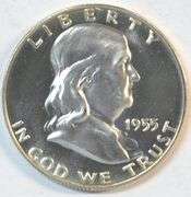 Superb Gem Cameo Proof 1955 Franklin Half Dollar