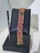 Sterling Silver Polychromatic Tourmaline Bracelet with Diamonds