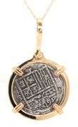 Atosha Treasure coin bezel set pendant on chain
