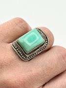 925 Sterling Silver Cabochon Cut Chrysoprase Ring
