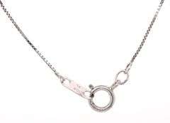 10kt White gold blue sapphire and diamond pendant on chain