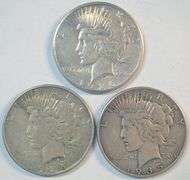 1926-S, 1928-S, & 1935-P Peace Silver Dollars