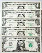 (5) Superb Crisp $1 2021 Star Replacement Notes N.Y.-Consecutive!