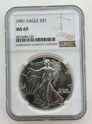 1991 American Silver Eagle, NGC MS69