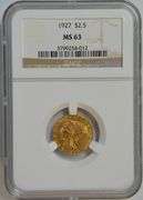 Very choice BU 1927 $2.50 Indian Gold Piece. NGC MS63