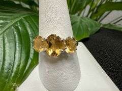 Sterling Silver 925 Citrine Natural Gemstone Ring Size 8
