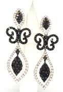 14kt White gold 2ctw black and white diamond dangle earrings