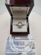 Very fine one Aquamarine 6.18 CW ring in silver 14k gold plated with diamond accent