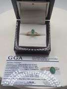 Very fine one Emerald ring in silver 14k gold plated with diamond accent