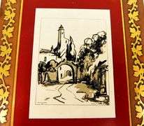 Vintage French Painting on Brass Plaque - Leo Legler