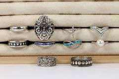 Sterling Silver .925 Curated Lot of 10 Rings Various Sizes & Styles