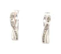 10kt White gold diamond crossover hoop earrings