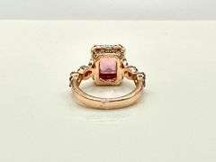 14 Kt Rose Gold Plated Radiant Cut Pink Simulated Diamond Ring