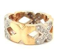 14kt Yellow gold 0.30ctw pave diamond X ring