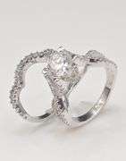 14 Kt White Gold Plate 2 Band Stackable 2.65 Ct Lab Simulated Diamond Ring Set